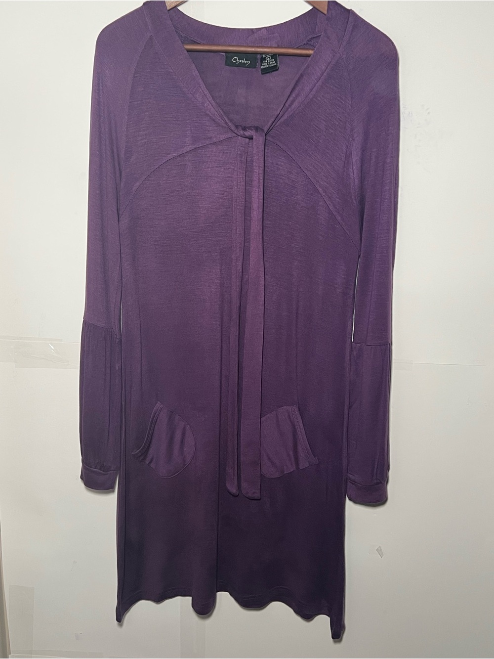 Vintage Chesley Purple Acetate Sweater Dress Made in USA Size L Y2K